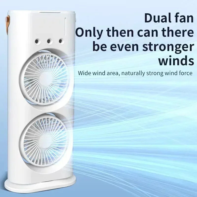 New spray air conditioning fan cross-border cooling fan household portable cooling fan desktop mini electric fan with light