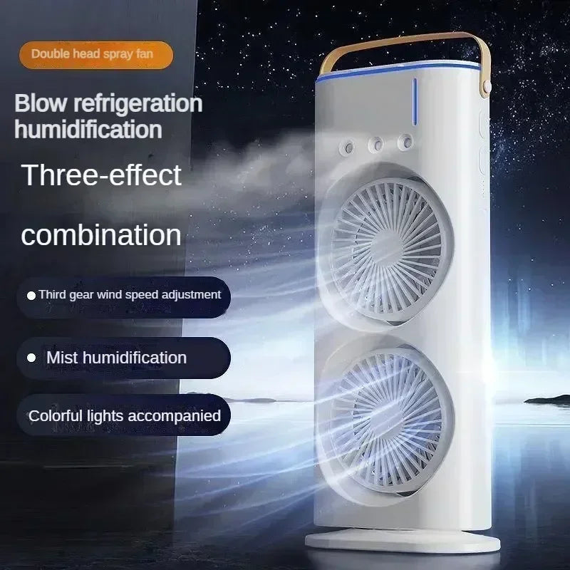 New spray air conditioning fan cross-border cooling fan household portable cooling fan desktop mini electric fan with light