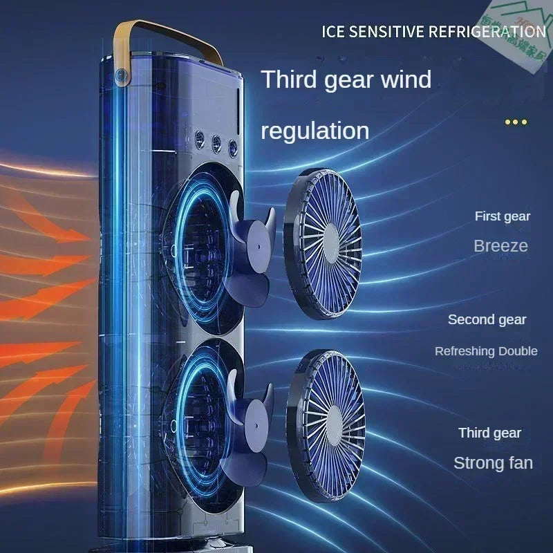 New spray air conditioning fan cross-border cooling fan household portable cooling fan desktop mini electric fan with light