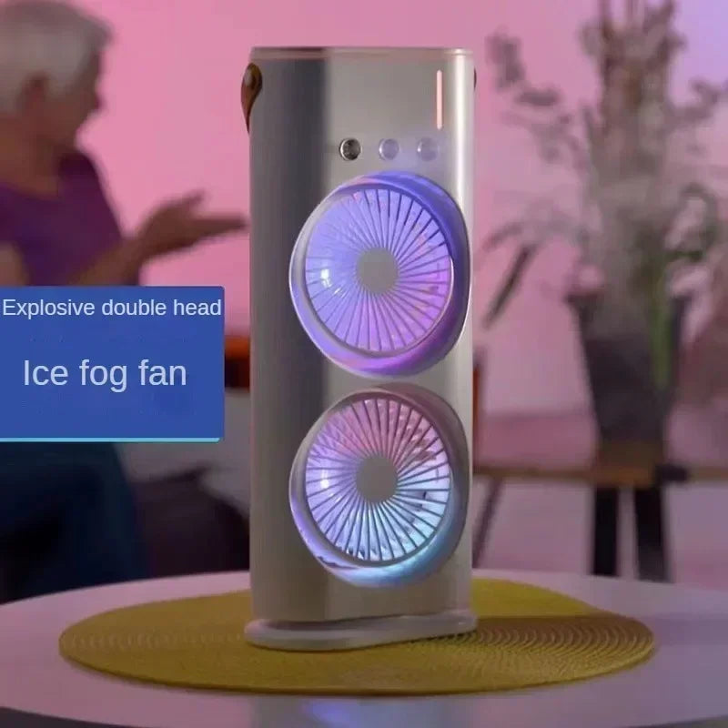 New spray air conditioning fan cross-border cooling fan household portable cooling fan desktop mini electric fan with light